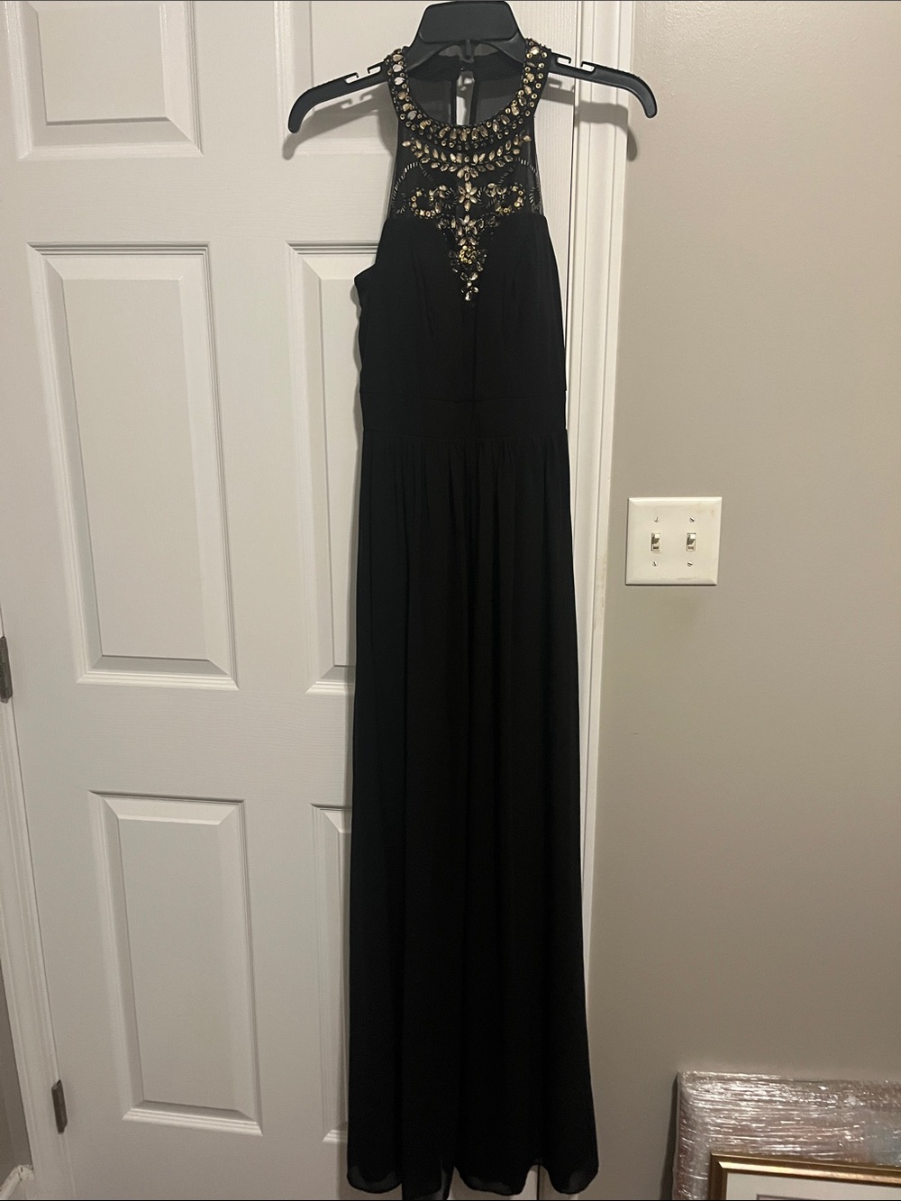 NWT B Darlin Black Beaded Halter Prom
Dress